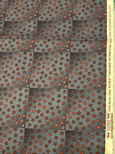 Debbie Mumm Red Stars Squares On Blue SSI Cotton Fabric 1/2 Yard 18 By 45 New
