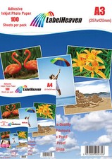 Fotopapier selbstklebend, gl&auml;nzend,  Format und Menge nach Wahl von Label Heaven