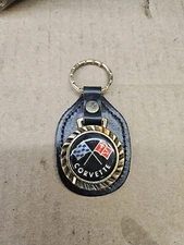 Corvette GM Lic. Black/Gold Chevrolet Corvette Racing Flags Logo Emblem Keychain