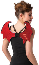 Satanic Devil Wings Red Sequin Ladies Devils Wings Halloween Fancy Dress