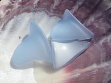 Sea Glass, Beautiful Translucent Blue with Opaque White Bent Triangle Shape