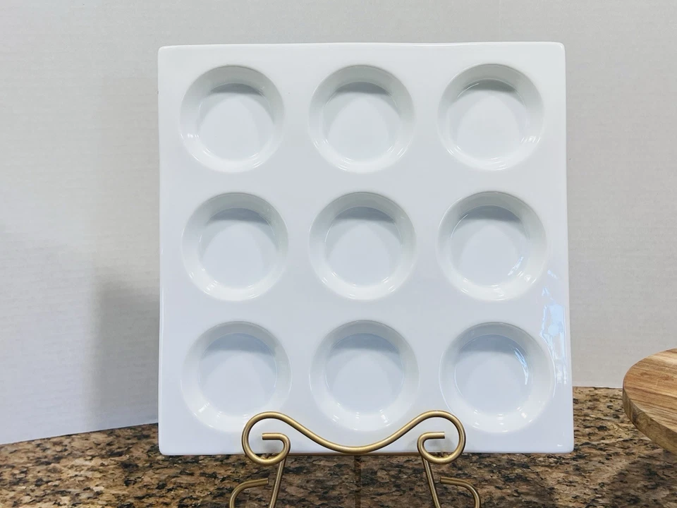 NEW PIER 1 Imports TASTING PARTY WHITE Porcelain 9 Section Serving TRAY 12"x12" - Image 2 of 4