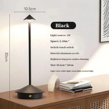 Led Rechargeable Touch Cordless Table Lamp 3 Colors Bedside Night Light