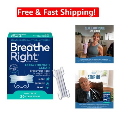 Extra Strength Clear Nasal Strips for Sensitive Skin - Stop Snoring & Breathe...