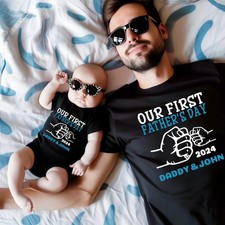 Personalized Father's Day Shirt, Our First Father's Day, Custom Matching Shirt