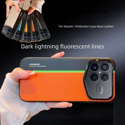 Matte Leather Luminuous Line Back Case For Xiaomi Redmi K90 Pro Max / Champaion