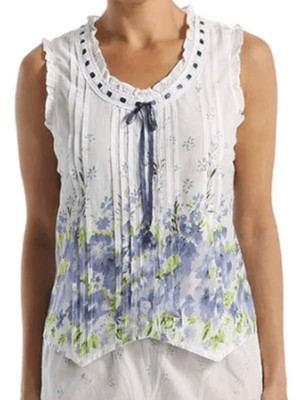 La cera women s bloomcare, cottage, core floral, ribbon detail, tank top, M