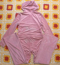 Juicy Couture Velour OG Y2k Tracksuit Set Pants Jacket Velour ROSE Size L