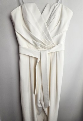 Jill Stuart Size 6 Strapless Jumpsuit Belted Winter White Wedding Holiday Party