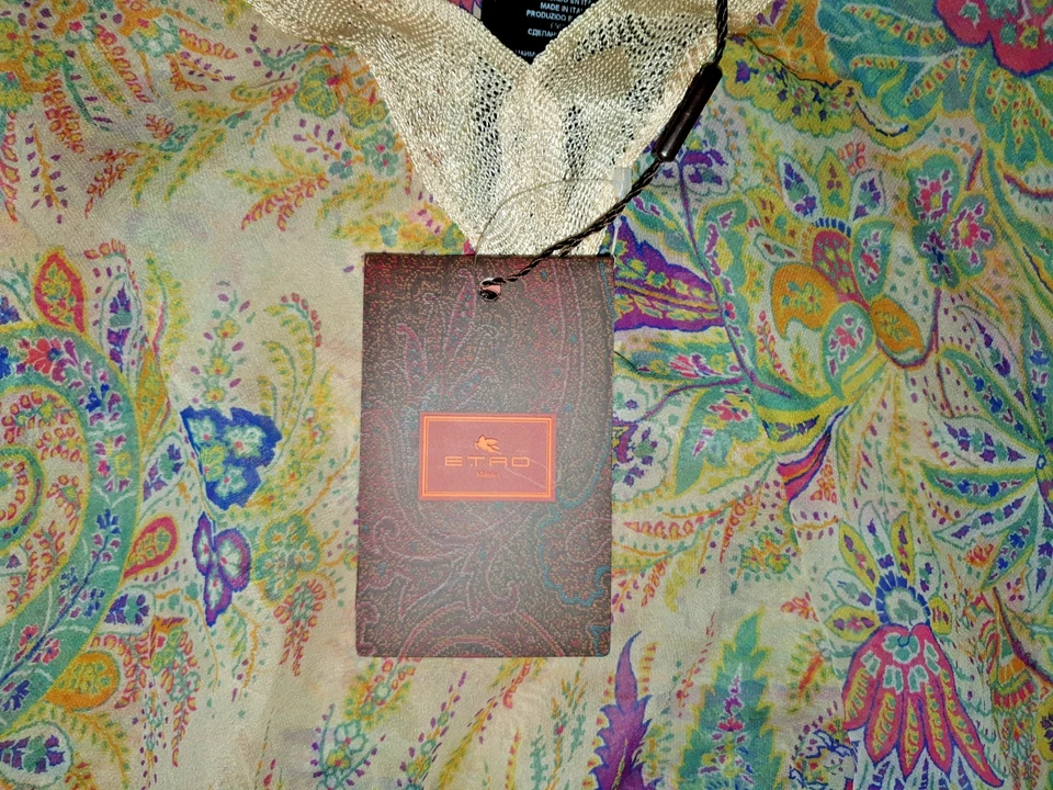 Etro 100% Silk beach bolero kaftan Blouse lightweight one Size paisley BNWT - Image 3 of 3
