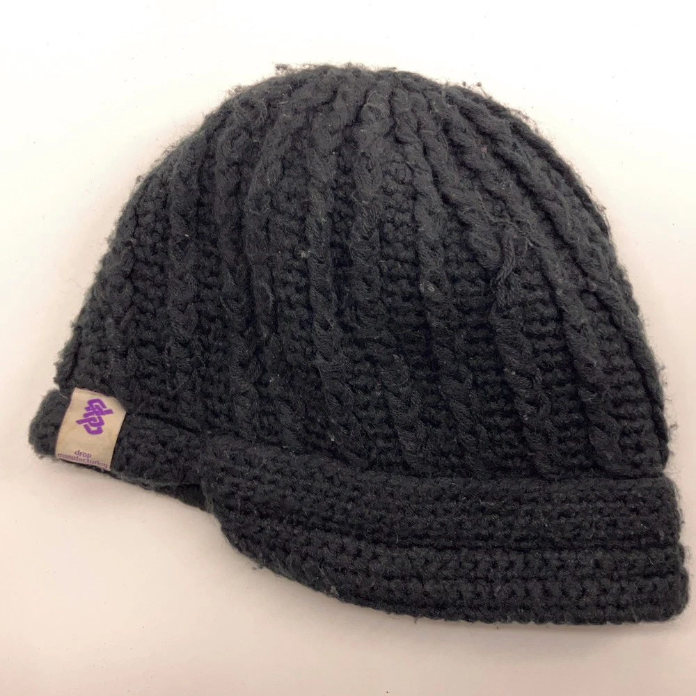 Drop Manufacturing Black Knit Brimmed Winter hat