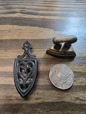 Antique Mini Sad Iron 1.25" And Vintage Trivet Set