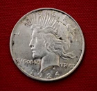 1924 Silver Peace Dollar AU- spots