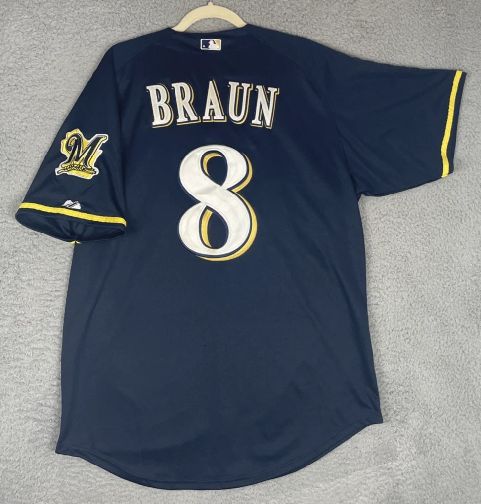 MLB　ミルウォーキー・ブルワーズ　ライアン・ブラウン　ユニフォーム　背番号8 Majestic MILWAUKEE BREWERS Ryan Braun #8 MLB Authentic Baseball