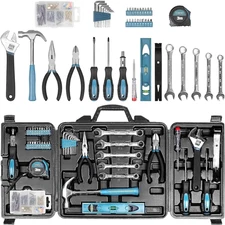 144-Pc Home Tool Kit – Basic Household Repair Set w/ Hammer, Pliers, Wrenches