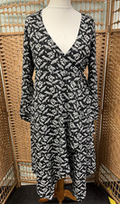 Disturbia Gothic Alternative long sleeve v neck bracken print wrap dress NUN