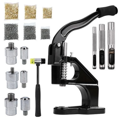Grommet Machine Hand Press Eyelet Tool Kit with 3 Dies & 9000pcs Grommets DIY