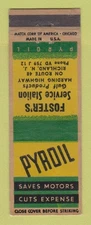 Matchbook Cover - Gulf oil gas Pyroil Foster's Richland NJ LAMINATED