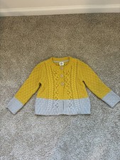 Mini Boden Girls yellow Cable-Knit Knit Button Cardigan Sweater 5-6Y