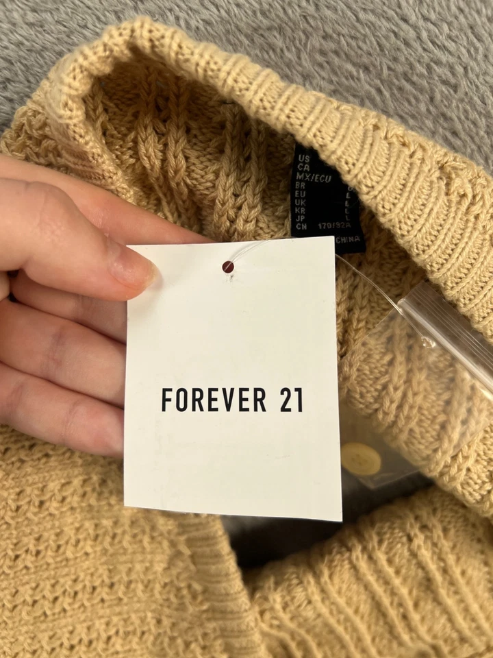 Suéter grande FOREVER 21 para mujer Bandeau Festival marrón crochet tubo tirantes Foto 2 de 4