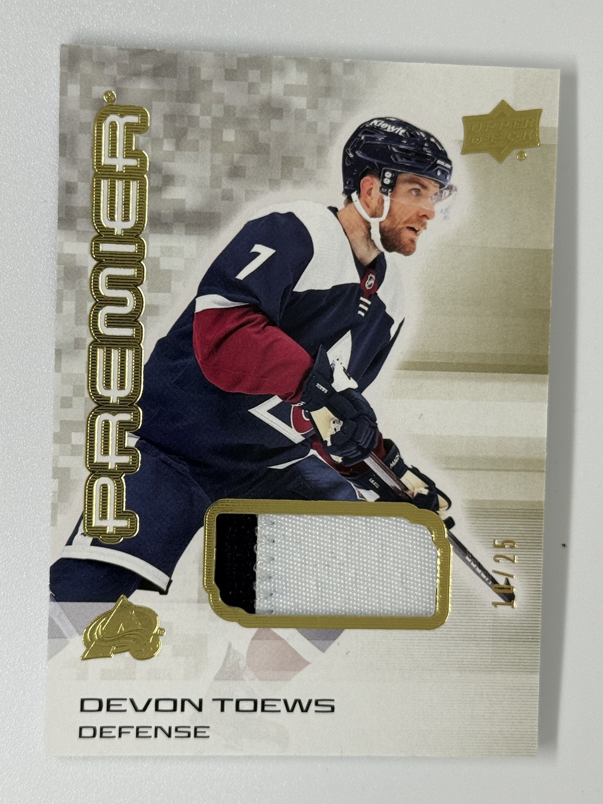 2024-25 UPPER DECK PREMIER HOCKEY #82 DEVON TOEWS PATCH PREMIUM GOLD  /25