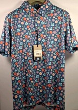 Chubbies Men's Small The Spring Pedal Floral Polo 2.0 Short Sleeve, Floral