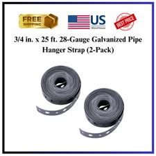 3/4 in. x 25 ft. 28-Gauge Galvanized Pipe Hanger Strap (2-Pack)