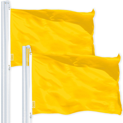 Solid Golden Yellow Color Flag 3x5 Ft 2Pack Printed 150D Polyester