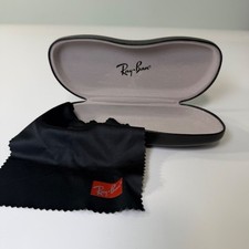 Ray-Ban Black Hard Clamshell Eyeglass Case with Microfiber Cleaning Cloth Logo