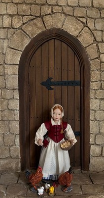12th scale Tudor Little Girl  feeding chickens by Rycote Miniatures.