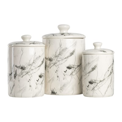 Marble Kitchen Canister 3 Piece Set