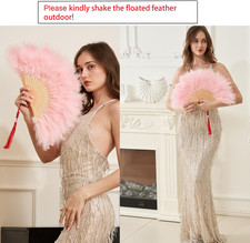 Handheld Marabou Feather Fan, 1920s Vintage Style Flapper Hand Fan for Costum...
