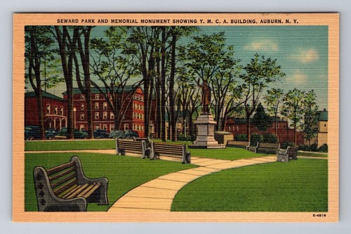 Auburn NY-New York, Seward Park And Memorial Monument, Vintage Postcard