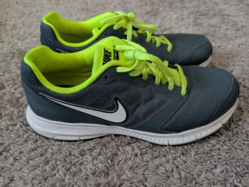 Men's Size 9 NIKE Down Shifter 6 Athletic Shoes Sneakers Gray/Neon Yellow VGUC