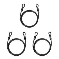 3pcs 3/16" Dia 4.9ft Security Cable Lock Vinyl Coated Steel with Loops Black