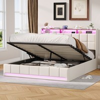 160X200 Doppelbett Polsterbett Mit Led Usb Stauraumbett Hydraulisch Stauraum