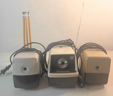 3 Vintage Electric Pencil Sharpeners Lot PANASONIC And BOSTON GOOD WRK CONDITION