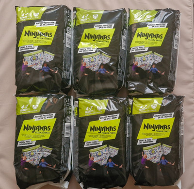 60 Ninjamas Pyjama Pants made with Pampers Protection TM 4-7 Jahre, NEU