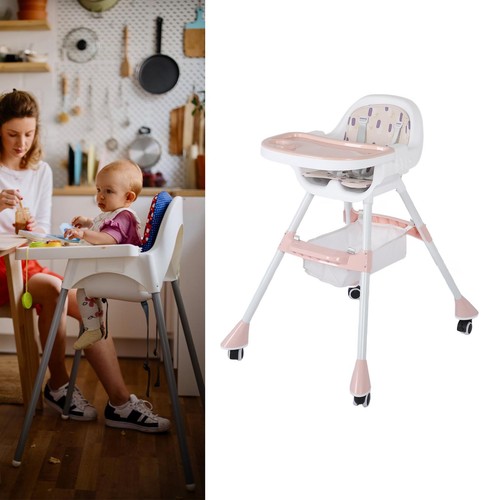 Portable Pink Baby Chair for Dining & Play Foldable with Double Tray - Picture 16 of 17