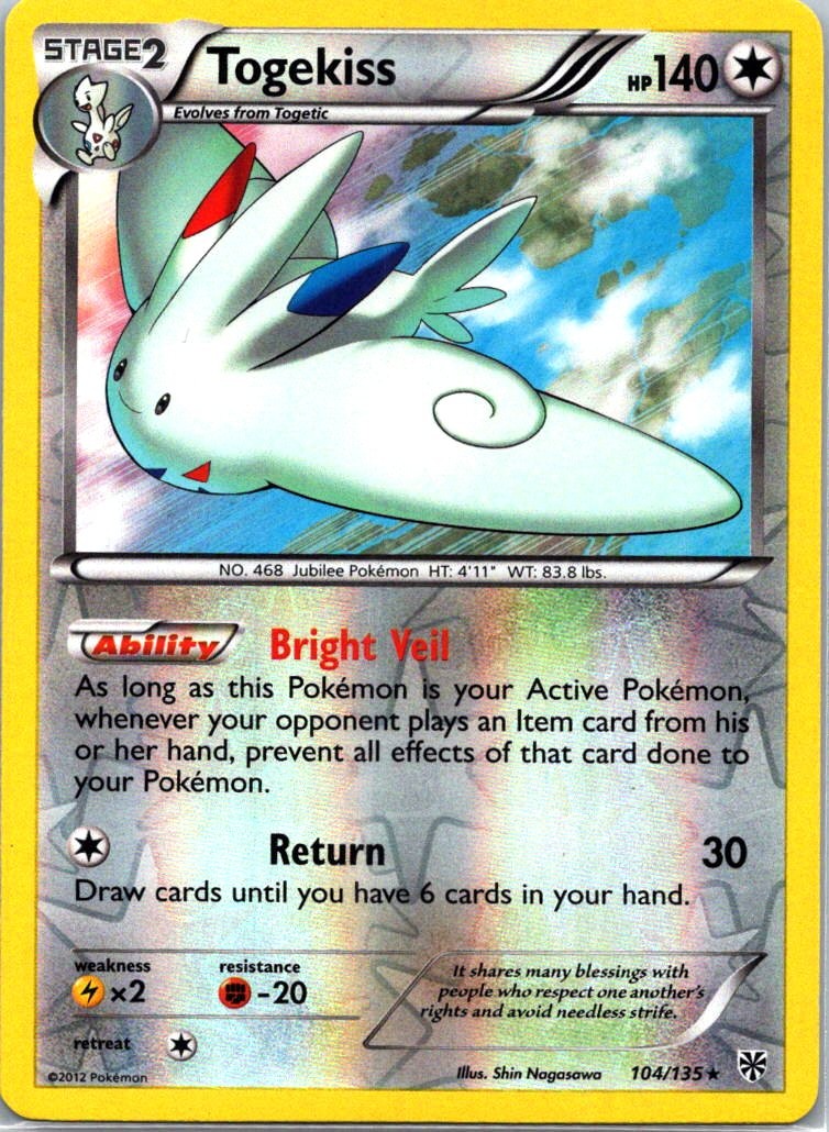 Togekiss Reverse Holo Holo Rare PLS Plasma Storm 104/135 LP