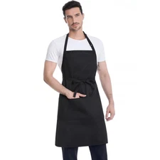 Chef Apron with 3 Pockets Aprons for Cooking Extra Long Waistband Long Apron ...