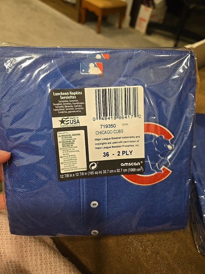 Servilletas de papel para almuerzo de fiesta deportiva de Chicago Cubs MLB azul Cubbie 2-36 paquetes Foto 2 de 4