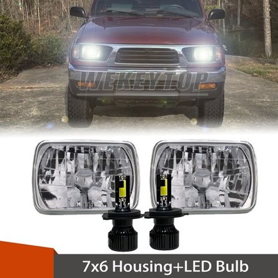 2Pcs 7x6 LED Headlight High/Low Beam H4 For toyota Tacoma 1995 1996 1997 