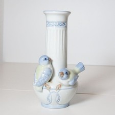 Vase mit plastischen Spatzen - Metzler & Ortloff? Heubach? Galluba?