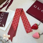 Gucci GG Printed Lightweight Double-Sided Red Silk Ribbon 2 x 47 in — photo 6