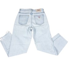 Guess Mom Jeans Womens Light Blue Acid Wash Vintage 80s High Waisted Tapered Leg