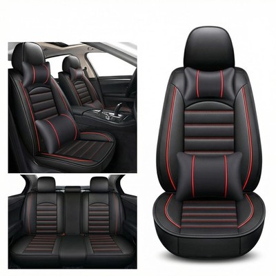 Premium Car Seat Covers 5-Seat Full Set Easy Clean Headrest & Lumbar Pillows