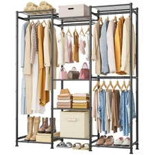 Wardrobe Closet, 4 Hanging Spaces Portable Clothes Rack,Free Standing Closet ...
