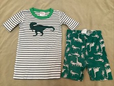 Hanna Andersson 130 Short John Pajama Set Green Dinosaurs