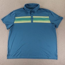 All In Motion Shirt Mens 2XL Blue Horizontal Chest Stripes Golf Polo Performance